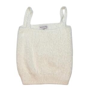 Willow & Wind Fuzzy Knit Ivory Sweater Tank Top – Soft Cozy Sleeveless Crop